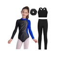 thumbnail image 2 of TTAO Gymnastics Leotard for Girls Long Sleeve Sparkly Rhinestone Ballet Dance Unitard Jumpsuit with Shorts Set Royal Blue 8, 2 of 7