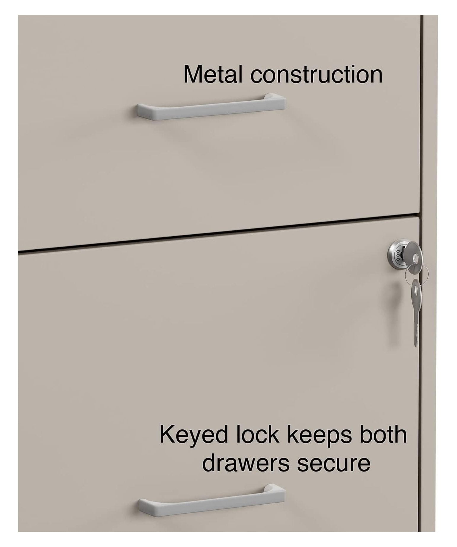 2806662 2-Drawer Vertical File Cabinet Locking Letter Putty/Beige 18-Inch D