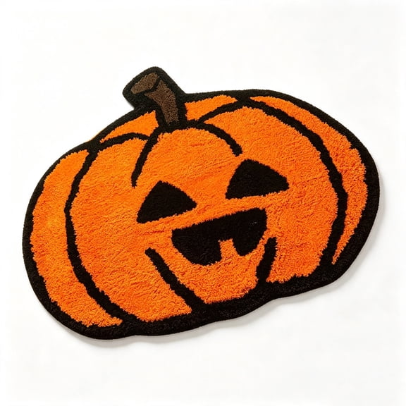 B Soft Non Absorbent Pumpkin Shaped Halloween Doormat 19.7X31.5 Inches For Front Door Porch Entryway Indoor Outdoor