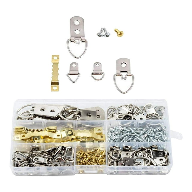 Colgadores para cuadros, kit para colgar cuadros, 270 ganchos resistentes con clavos, ojales para tornillos, anillo en diente de sierra para monta