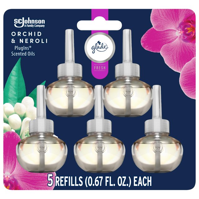 Refrescos Glade Plugins para ambientador con forma de orquídea y neroli, 99 ml, paquete de 5