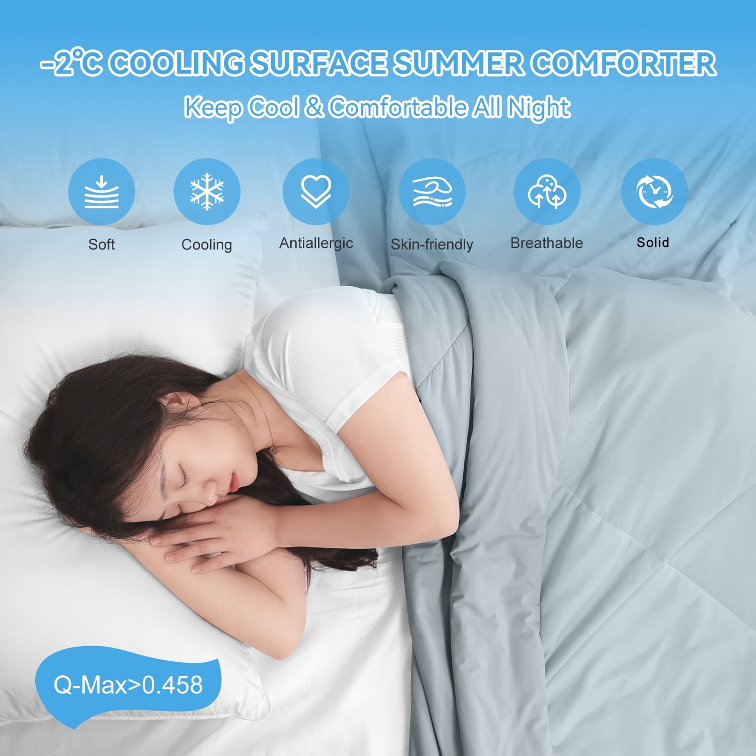 MH MYLUNE HOME Cooling Comforter for Hot Sleepers, Twin Size Double Side Arc-Chill Cold Tech Fabric Cooling Blanket Absorb Body Heat Upgrade Silk Smooth Lightweight Summer Comforter for Night Sweats