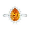 thumbnail image 4 of Lab Grown Orange Sapphire Ring with Diamond Halo - 7X10 mm - AAAA Grade, 925 Sterling Silver, US 11.50, 4 of 9