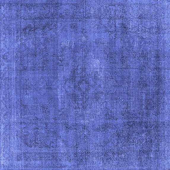 Ahgly Company Machine Washable Indoor Square Oriental Blue Industrial Area Rugs, 6' Square