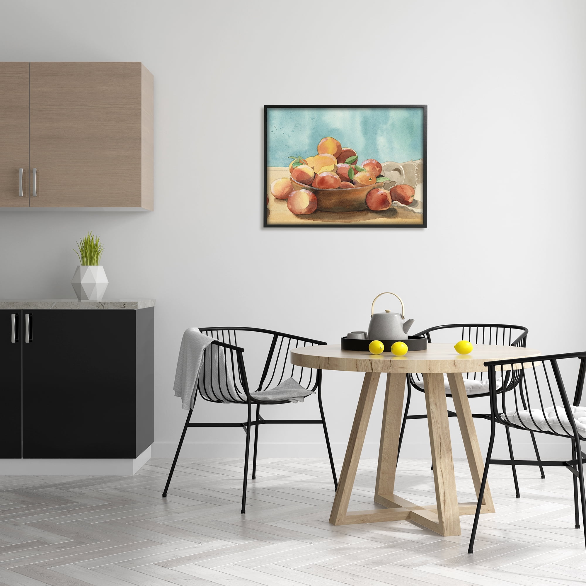Stupell Industries Kitchen Peaches Still Life Food & Beverage Painting Black Framed Art Print Wall Art, 30 x 24