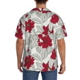 thumbnail image 7 of Goofa Leaves And Anemone Flowers In Red Grey Printed Men's Casual Short-sleeved Shirt,Lightweight Breathable Button-down,Summer Casual men's top,Versatile Fashion shirt-Medium, 7 of 7