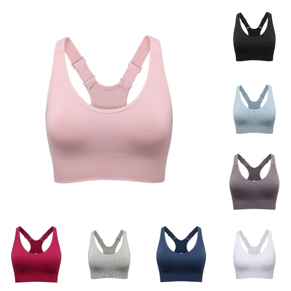 Yuhangmm Sports Bras for Women Plus Size High Front Adjustable Straps Wirefree Workout Yoga Running Athletic Pink M
