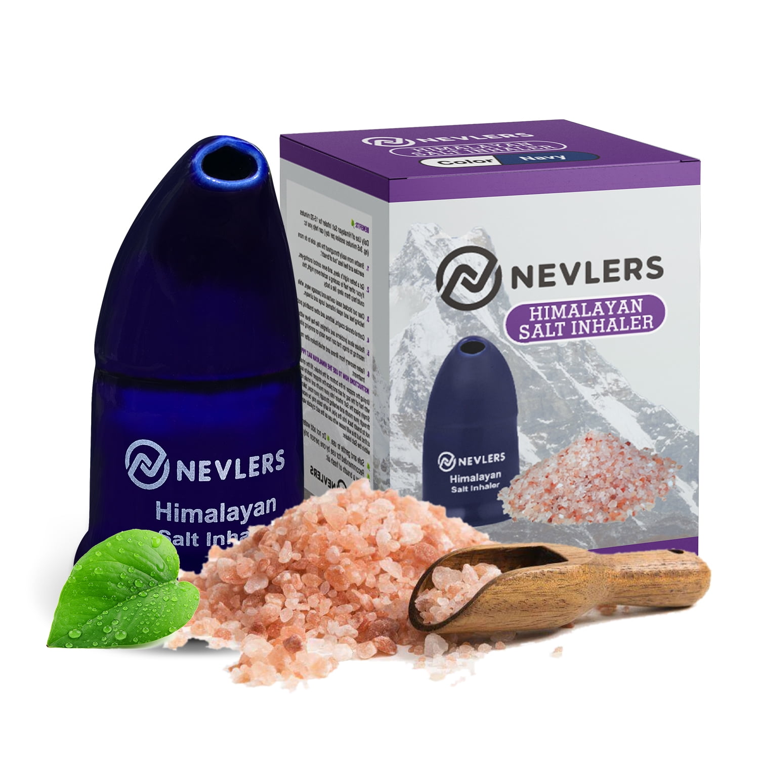 Nevlers Hand Painted Ceramic Salt Inhaler with Pure Himalayan Pink Salt