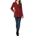 thumbnail image 2 of INSPIRE CHIC Women's Pea Coat Double-Breasted Notch Lapel Mid-Thigh Winter Coat M Wine Red, 2 of 6