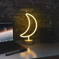 thumbnail image 4 of Isaac Jacobs LED Neon Yellow Crescent Moon Tabletop Lamp, 4 of 5