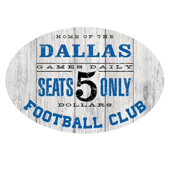 Home of the Dallas Football Club Metal Sign Blue/Black - Oval 12" x 8"