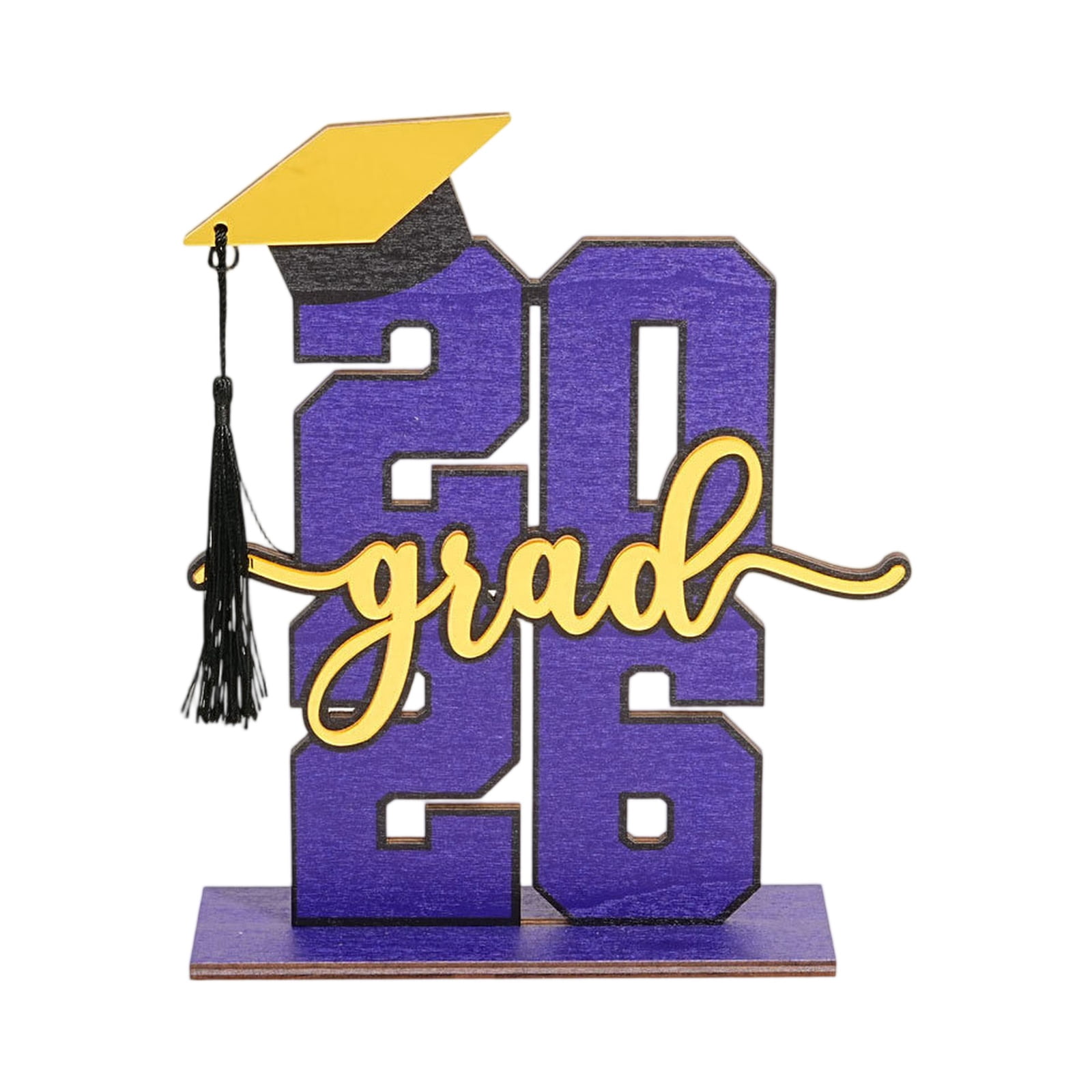 6PCS 2026 Graduation Wooden Tabletop Decoration Sign with Cap and Tassel 7.9in, Graduation Party Table Centerpiece Decor for Home Party Celebration and Graduation Gift