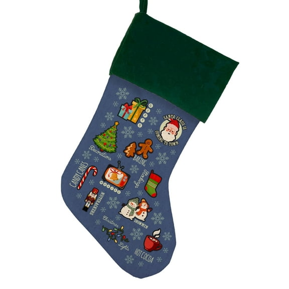 Vintage Christmas 19" Sublimatable Stocking Green Cuff