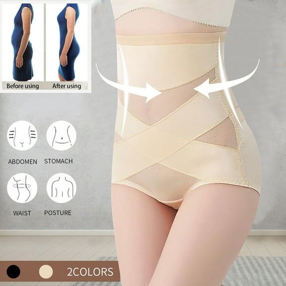 EQWLJWE Underwear for Women High Waist Lifter Hip Underwear Body Shaper Slimming Seamless Girdle Panties for Postpartum Shaping Beige(M-3Xl)