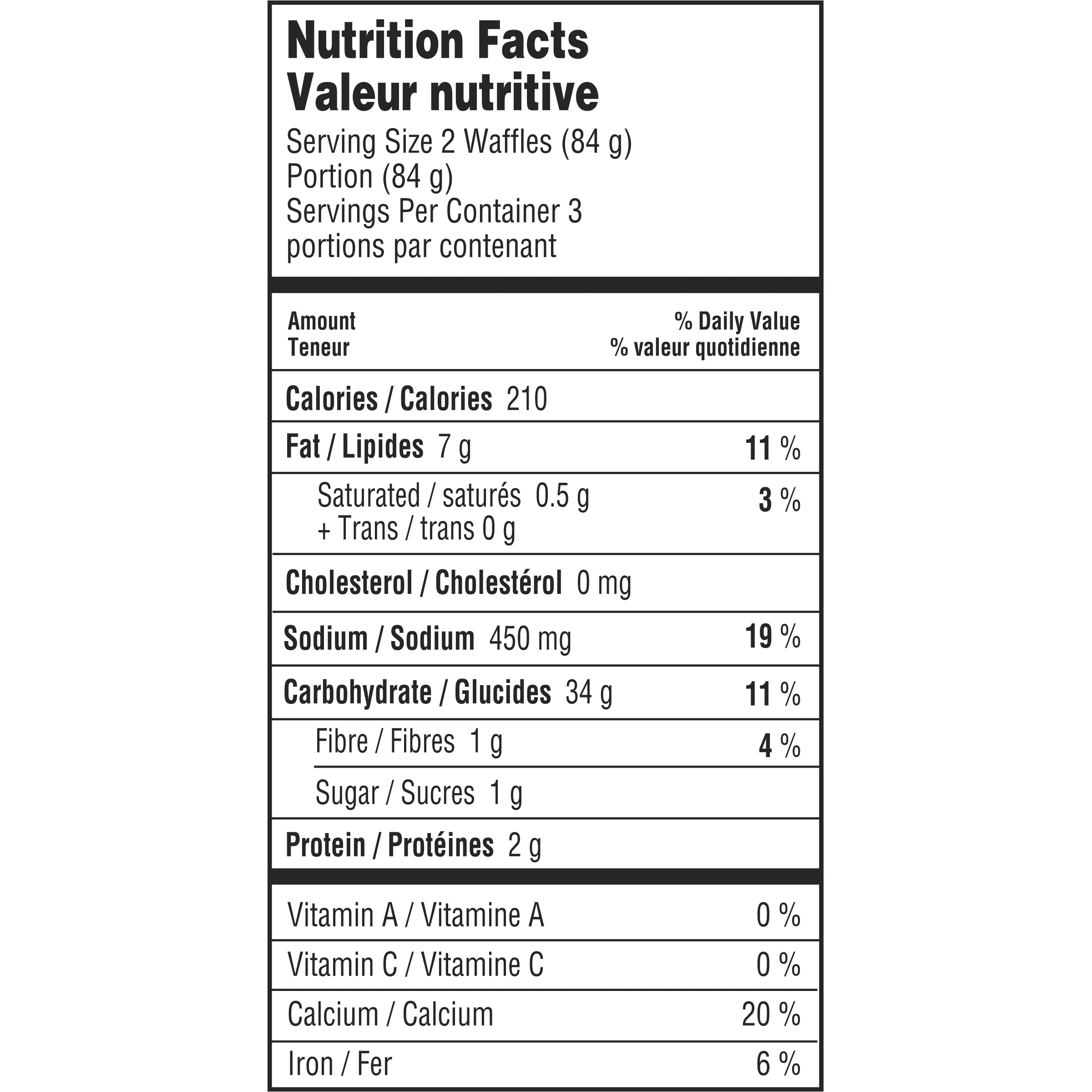 van's gluten free waffles nutrition facts