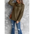 thumbnail image 6 of Asyoly Women Turtleneck Sweaters Long Sleeve Solid Color Chunky  Knit Pullover Casual Comfy Oversized Jumper Keep Warm Tops, 6 of 7
