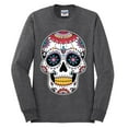 thumbnail image 2 of Wild Bobby Day Of The Dead Sugar Skull Pop Culture Men Long Sleeve Shirt, Heather Black, 3X-Large, 2 of 5