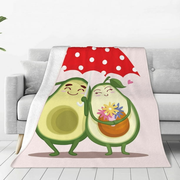 Balery Avocado Lovers Wearing Umbrella Manta de Felpa Suave y Acogedora – Cobija de Franela Aterciopelada para Cama, Lavable y Cálida para Sofá, Mascotas, Transpirable-60"x50"