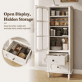 thumbnail image 4 of Small Pantry Cabinet with Glass Door and Drawers, SESSLIFE Small Kitchen Storage Cabinet with Adjustable Shelves, Farmhouse Coffee Bar Cabinet for Small Spaces, Green, 4 of 10