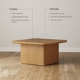 thumbnail image 3 of Nathan James Rein Organic Modern Coffee Table, Rustic Wood Square Coffee Table with Rounded Edge, Pedestal Coffee Table for Living Room, Light Brown, 3 of 5