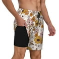 thumbnail image 2 of Logiee Sunflowers And Butterflies Print Men's Swim Trunk,Quick Dry Board Shorts ,Men's Swim Trunks with Compression Liner, Bathing Suits with Pockets-XX-Large, 2 of 6