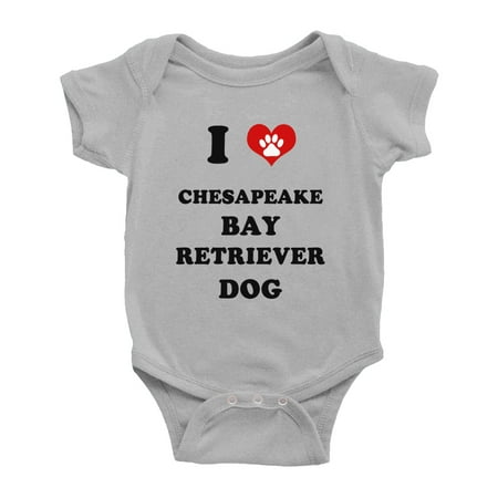 

I Heart Chesapeake Bay Retriever Dog Funny Cute Baby Rompers Baby Clothes (Gray 6-12 Months)