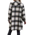 thumbnail image 2 of Plaid Shirts for Women Button Down Shacket Jackets Lapel Long Sleeve Coats Long Tartan Trench Coats with Pockets, 2 of 4