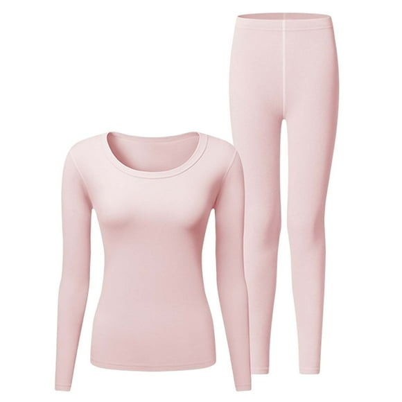 ZJXFGS Silk Pajamas for Women , Womens Pajamas, Women's Thermal Underwear Set Lined Long Thermal Underwear Base Layer for Women Cold Winter, Womens Loungewear Set Pink XL