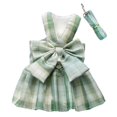thumbnail image 2 of Visland Dog Cat Dress with Harness Leash, Fashion Plaid Pattern Cute Bowknot Decor Soft Cozy Skirt Adjustable Chest Strap Traction Rope Pet Clothes Costume for Puppy Kitten Training Daily Wear, 2 of 8