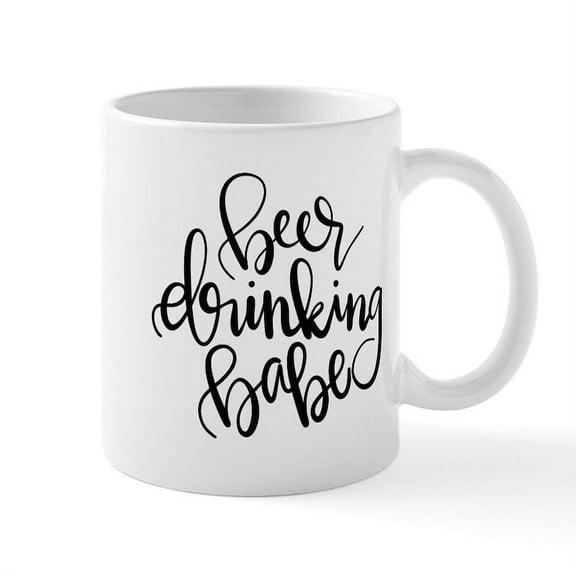 CafePress - Beer Drinking Babe - 11 oz Ceramic Mug - Novelty Coffee Tea Cup
