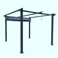 thumbnail image 5 of 10' x 9' Outdoor Pergola with Retractable Canopy Shades, Steel Frame Pergola Shelter with Canopy Cover, Metal Grape Trellis Gazebo with Adjustable Roof for Deck Patio Garden Yard, Black + Gray, 5 of 9