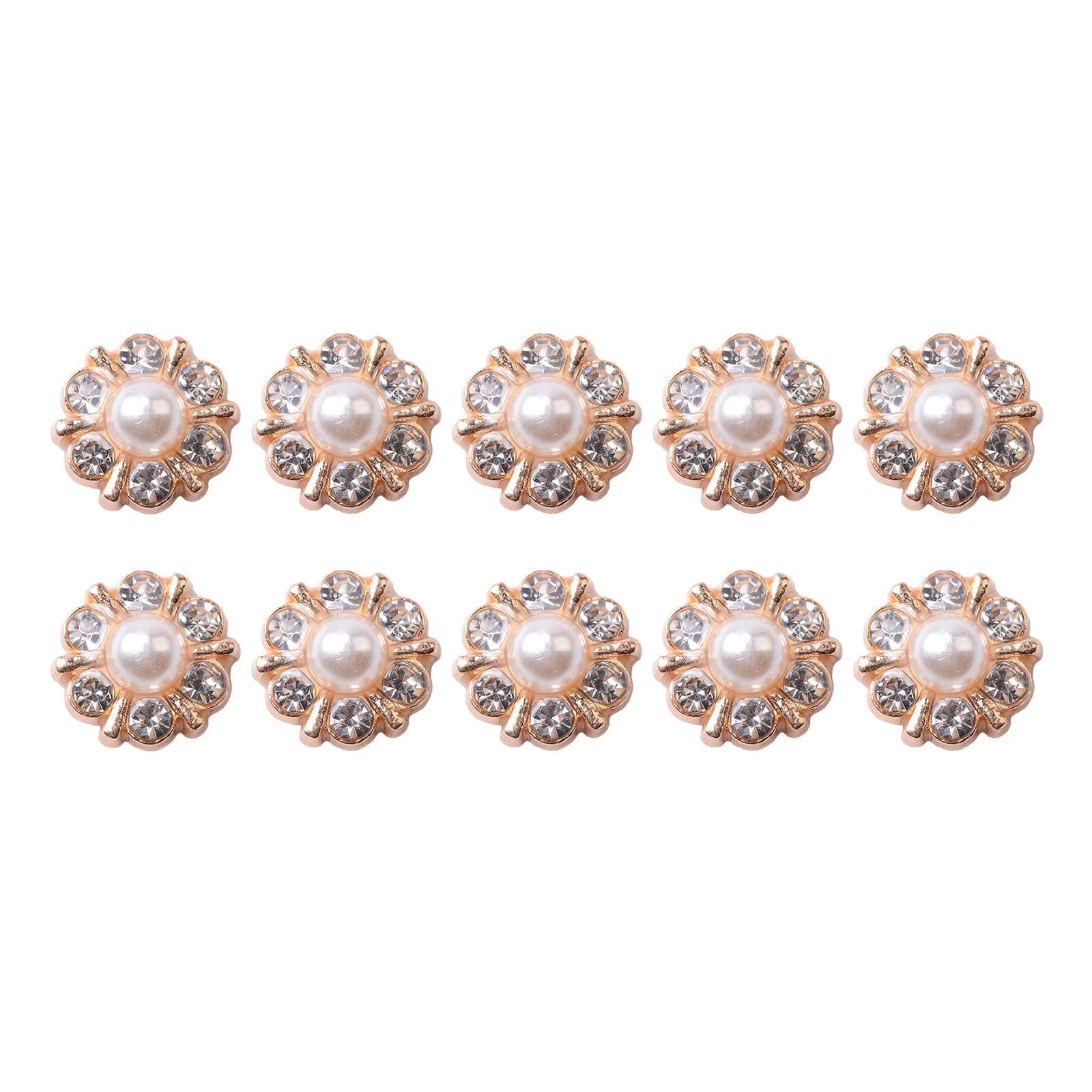  diyhub 5 PCS 16mm Flower Zircon Sliver Rhinestone Buttons,Sew on  Clothing Buttons for Decoration Wedding Party Home Decor DIY Crafts