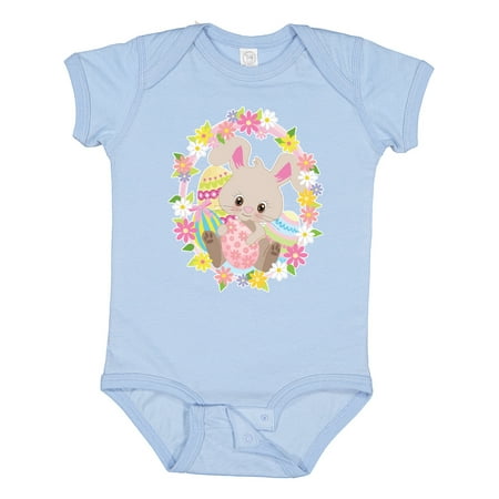 

Inktastic Easter Bunny with Flowers and Easter Eggs Gift Baby Boy or Baby Girl Bodysuit