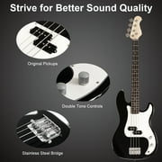 Costway Black Full Size 4 String Electric Bass Guitar with Strap Guitar Bag Amp Cord