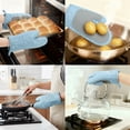 thumbnail image 2 of Soft Oven Mitts, Heat-Resistant Cooking Gloves, Thick Cotton Lining, Gripping for Baking, Grilling, 2Pcs Kitchen Mitts Blue 10.6x5.9inch, 2 of 6