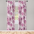 thumbnail image 3 of Ambesonne Tropical Curtains, Protea Flowers Palm Leaf, Pair of 28"x63", Dark Magenta White, 3 of 5