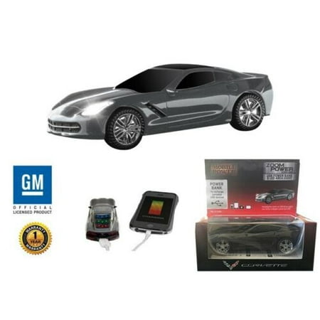 GM Corvette USB Rechargeable Power Bank with Flashlight Car Power Bank, Charcoal