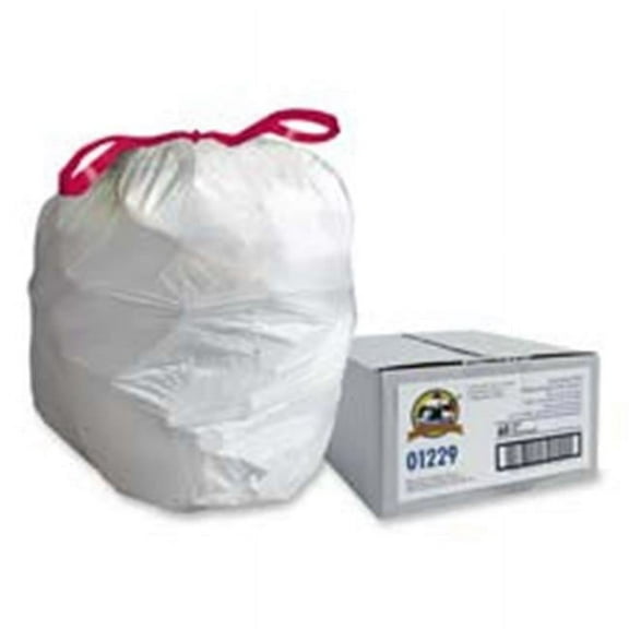 Genuine Joe  Drawstring Trash Can Liners- 16 Gal.- 24in.x25-.13in.- White- Pack of 60