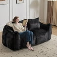 thumbnail image 3 of CQSXDA King Size Fluffy Bean Bag Couch for Adults, Loveseat Sofa with Pillows, No Assembly Indoor Lounge Chair, Black, 3 of 11
