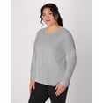 thumbnail image 4 of Hanes Women's Long Sleeve Scoop-Neck Cotton T-Shirt (Plus Size) Light Steel 1X, 4 of 6