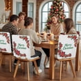thumbnail image 5 of Merry Christmas Chair Covers Set of 1 Poinsettia Red Floral Green Leaf Winter Chair Back Covers Stretch Removable Washable Slipcovers Protector for Dining Room Kitchen Party Decor, 5 of 5