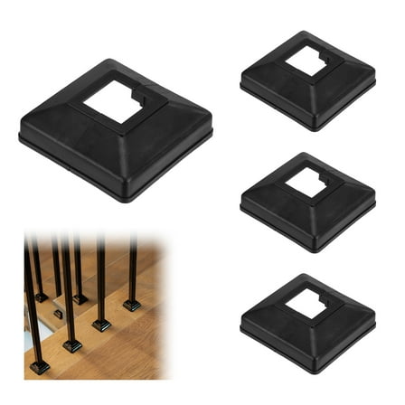 Uxcell uxcell 4-Pack Post Base Cover, Fits 1.18"x 1.18" Post Skirt Split Type for Indoor/Outdoor Iron Railing/Wood Posts/Fence/Stairs/Patios/Handrail/Porch Column Wrap Post Trim [Black]