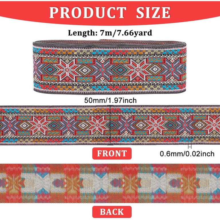 GORGECRAFT 5 Yards Jacquard Ribbon Ethnic Style Embroidery Ribbons...
