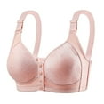 thumbnail image 4 of khonts,Women's Front Snap Closure Full Coverage Bra Comfort Senior Wireless Bralettes Breathable Closing Bras Pink 40, 4 of 6