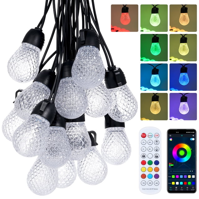 Mistaha Guirlande Lumineuse Coquille de Fraise RVB Colorée avec Acrylique Cristal, Application et Télécommande, Synchronisation Musicale, Modes/lumière/vitesse Réglables, Minuterie, Étanche, Incassable pour Déco Intérieure/extérieure