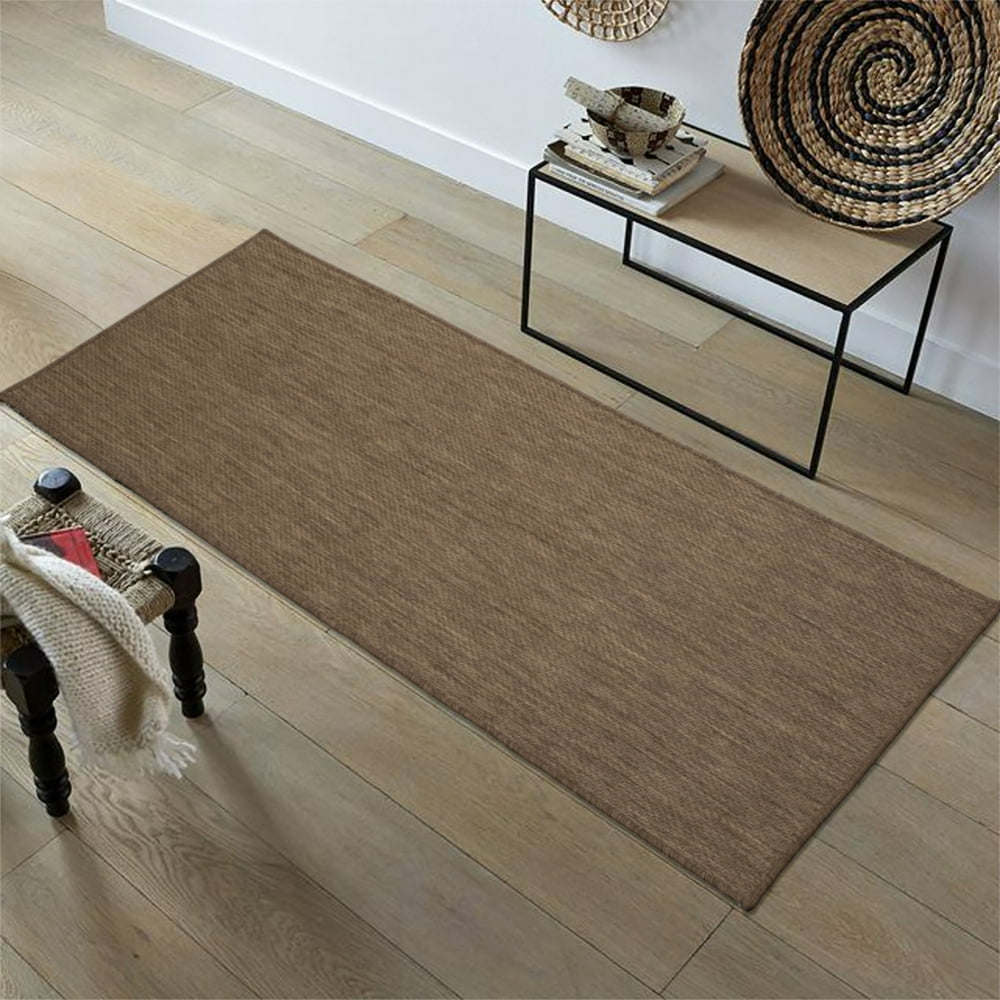 Ottomanson Jardin Collection Natural Solid Design Indoor/Outdoor Jute