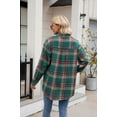 thumbnail image 4 of XCHQRTI Plaid Pocket Shirt for Women Lapel Button Down Blouse Casual Long Sleeve Tops, 4 of 7