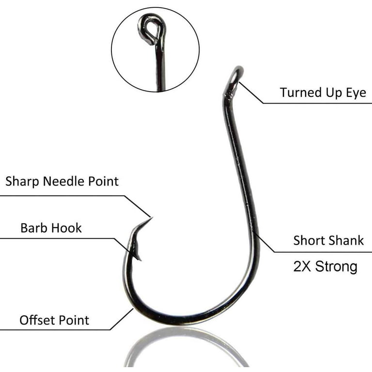  FishTrip Circle Hooks Saltwater For Catfish - 25pcs Offset  3X Strong Fishing Hook Wide Gap For Live Bait