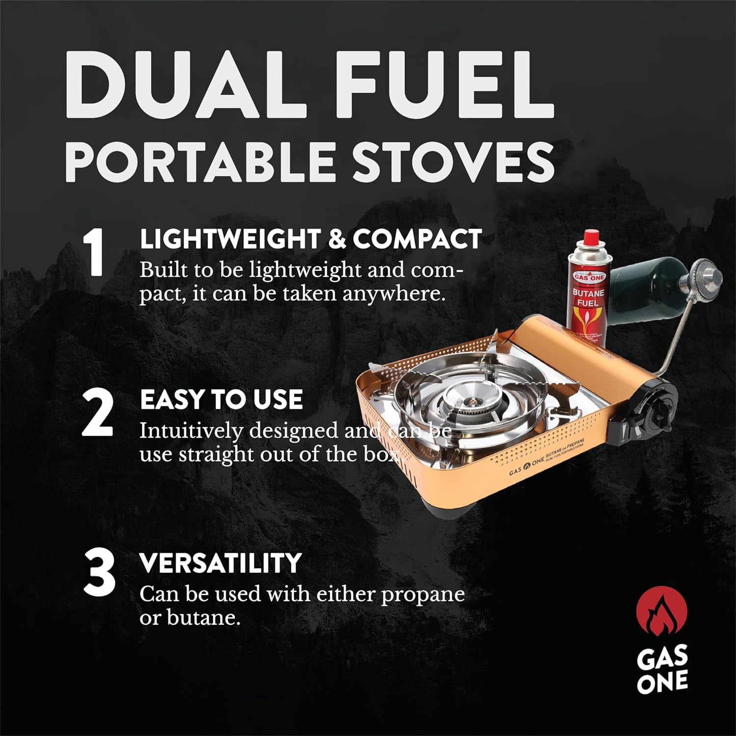 GasOne GS-4000P 1-Burner 120,000 BTU Propane or Butane Outdoor Stove with Carrying Case