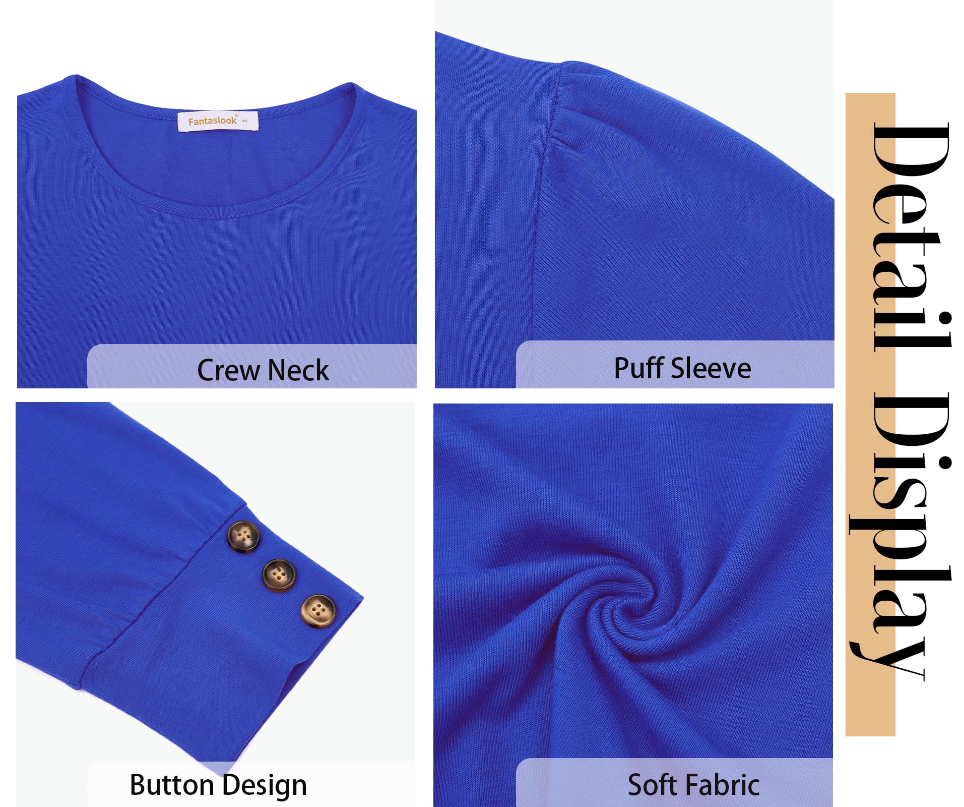 Fantaslook Womens Tops 3/4 Sleeve with Buttons Dressy Casual Blouses Summer Shirts Beach Vacation Trendy Clothes